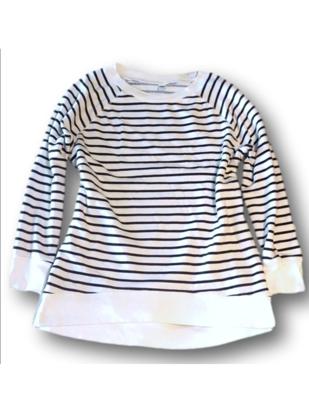 Smile hem tunic length striped cren neck sweatshirt